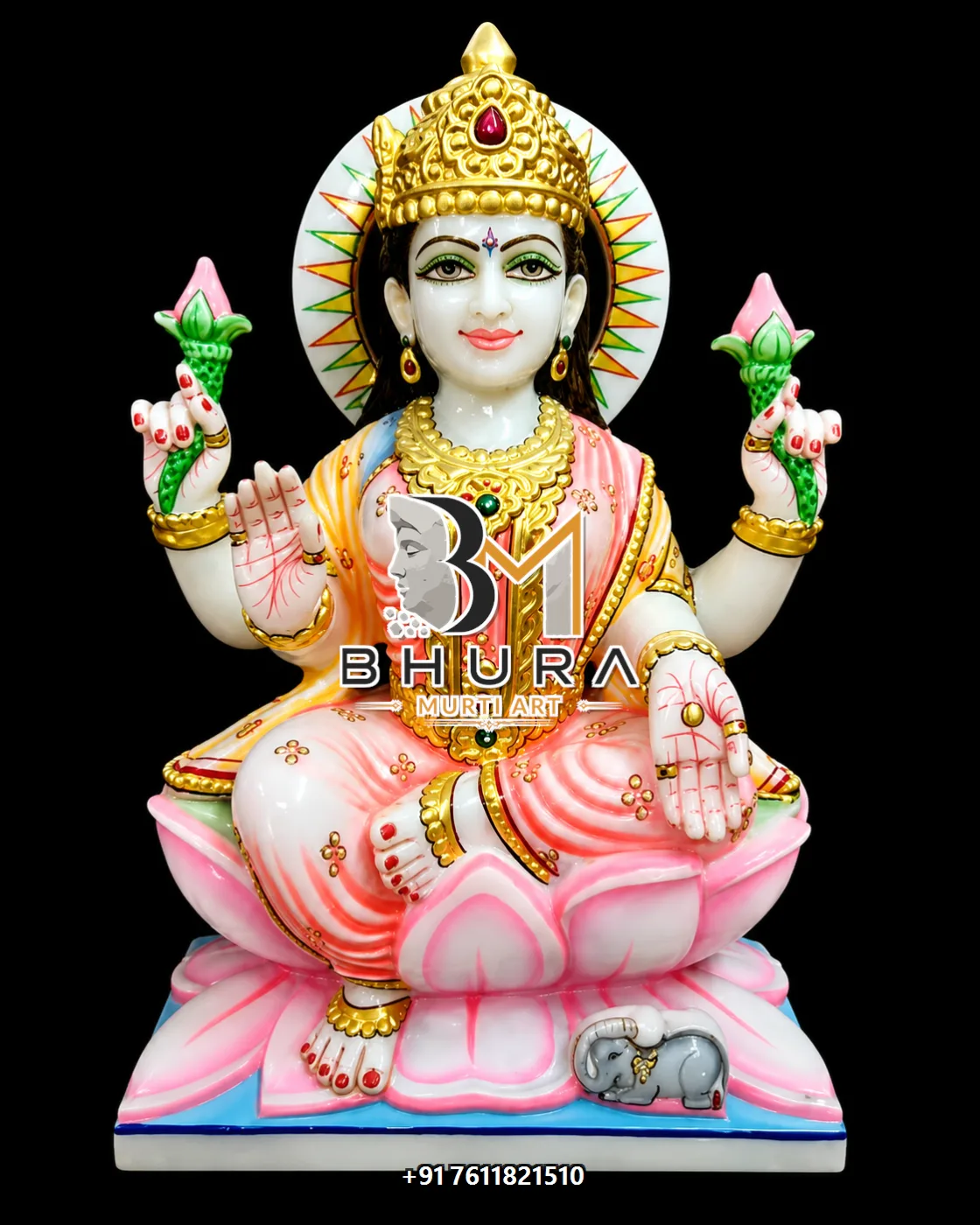 Designer Goddess Lakshmi Murti Collection - handcrafted marble design view 4