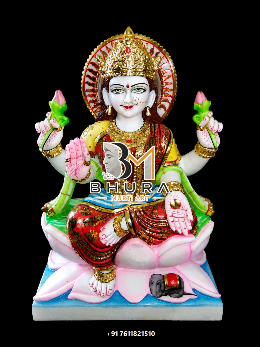 Spiritual Mahalaxmi Devi Statue Collection - handcrafted marble design view 4