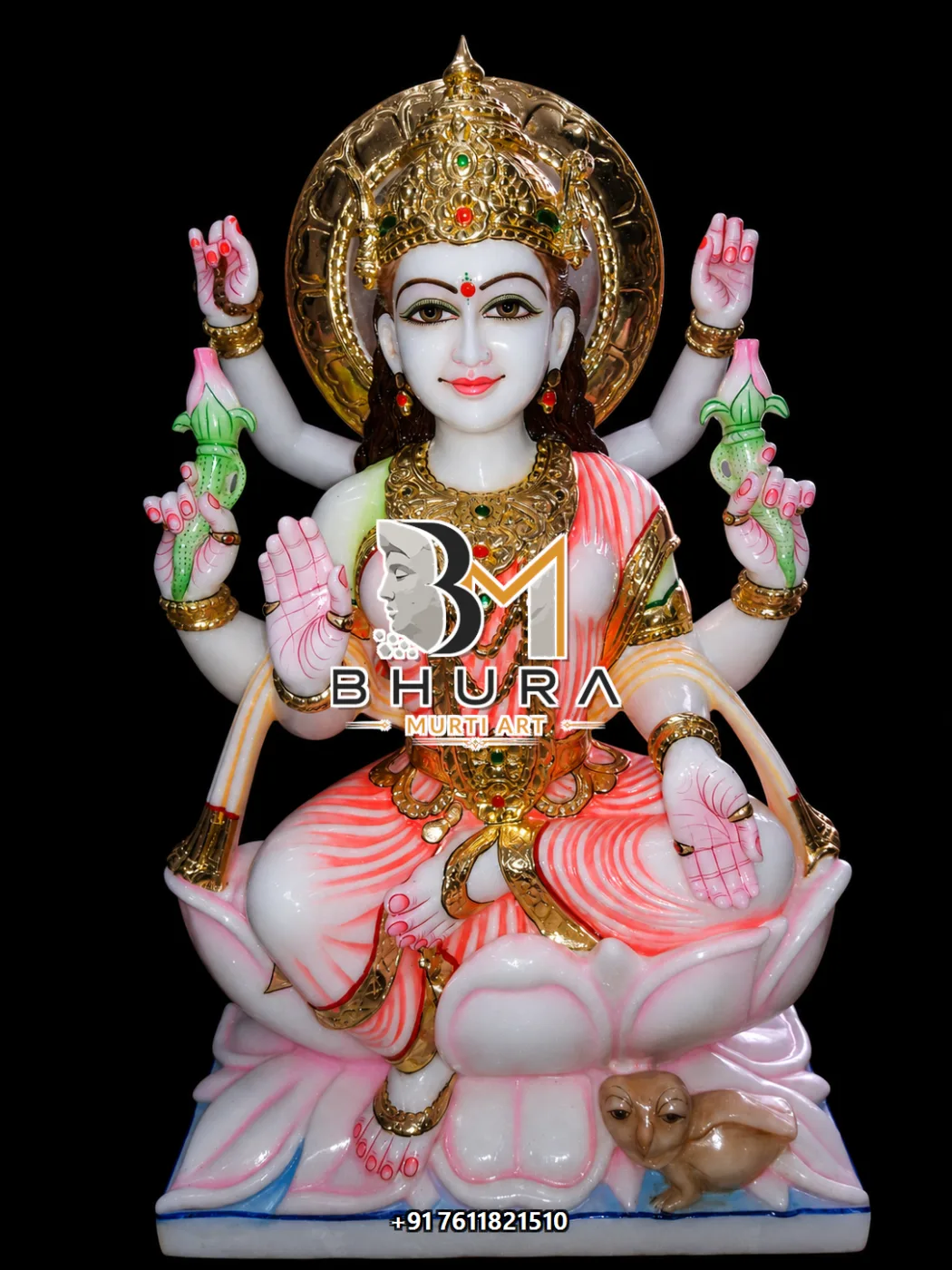 Artistic Laxmi Mata Marble Idol Collection - handcrafted marble design view 2