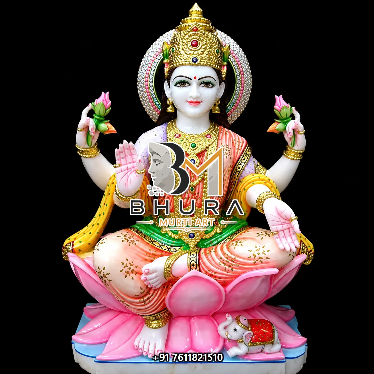 Custom-Made Lakshmi Devi Statue Collection - handcrafted marble design view 4