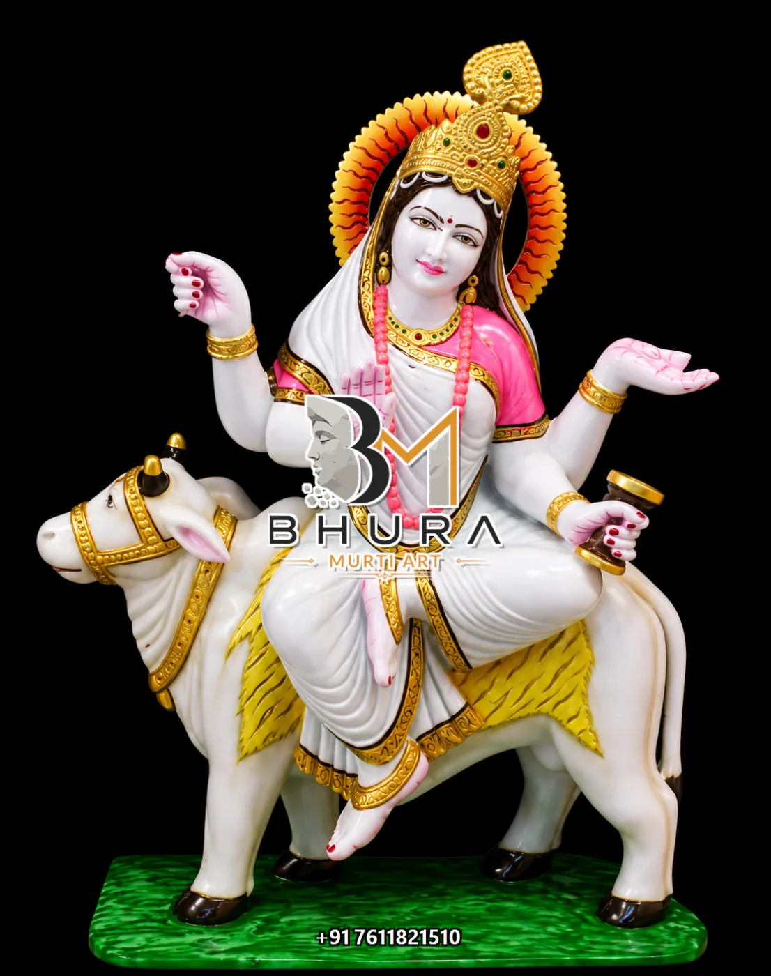 Traditional Navdurga Hand-Painted Idol Collection - handcrafted marble design view 2