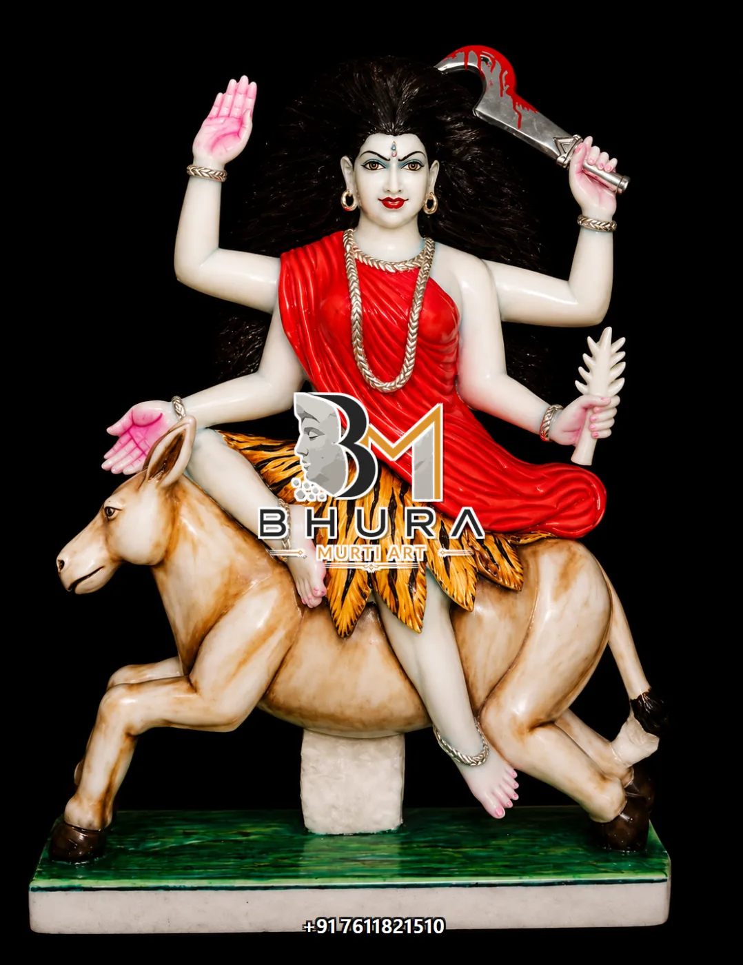 Traditional Navdurga Hand-Painted Idol Collection - handcrafted marble design view 3