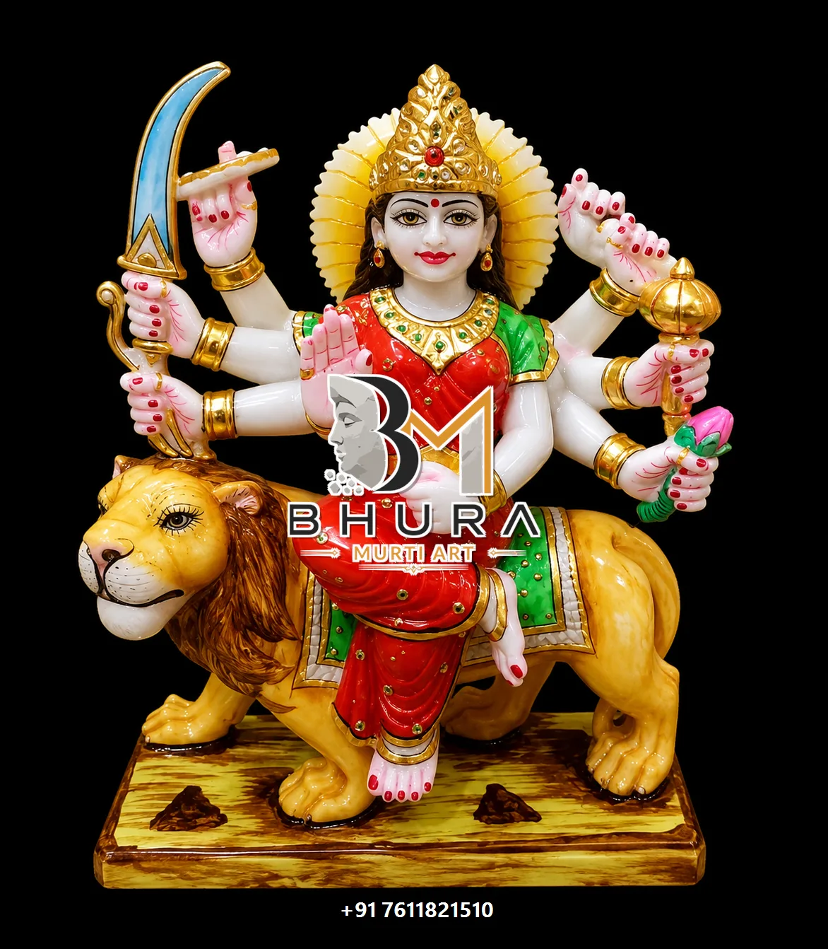 Temple-Style Navdurga Statue Collection - handcrafted marble design view 2