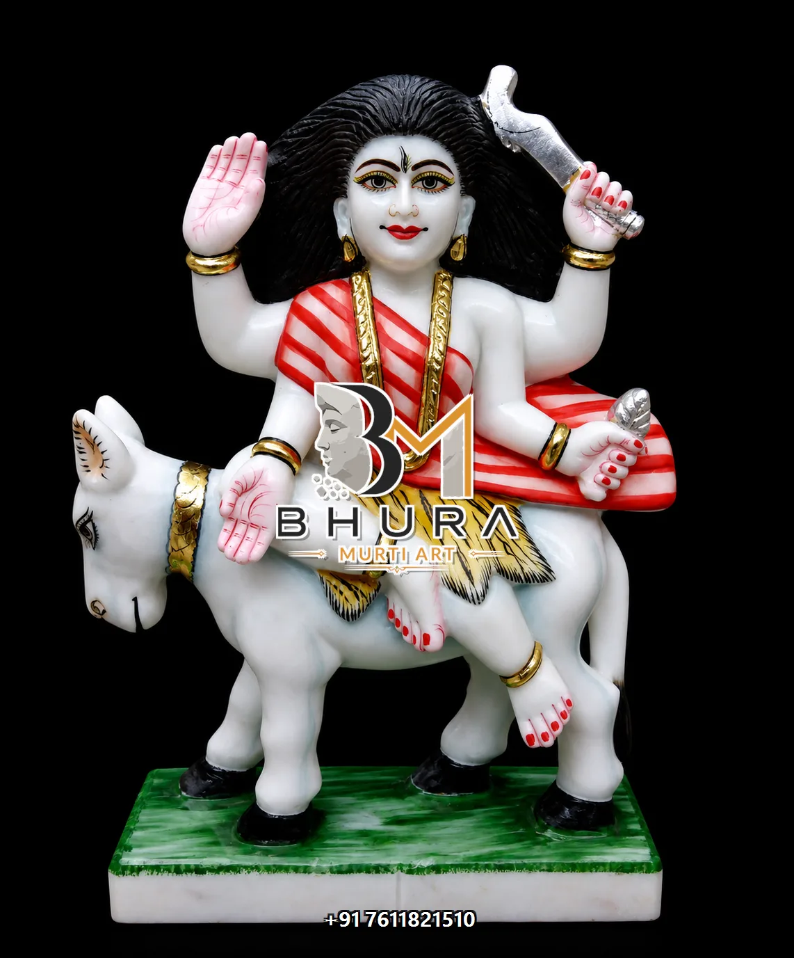 Devotional Nav Durga Marble Idol Collection - handcrafted marble design view 3