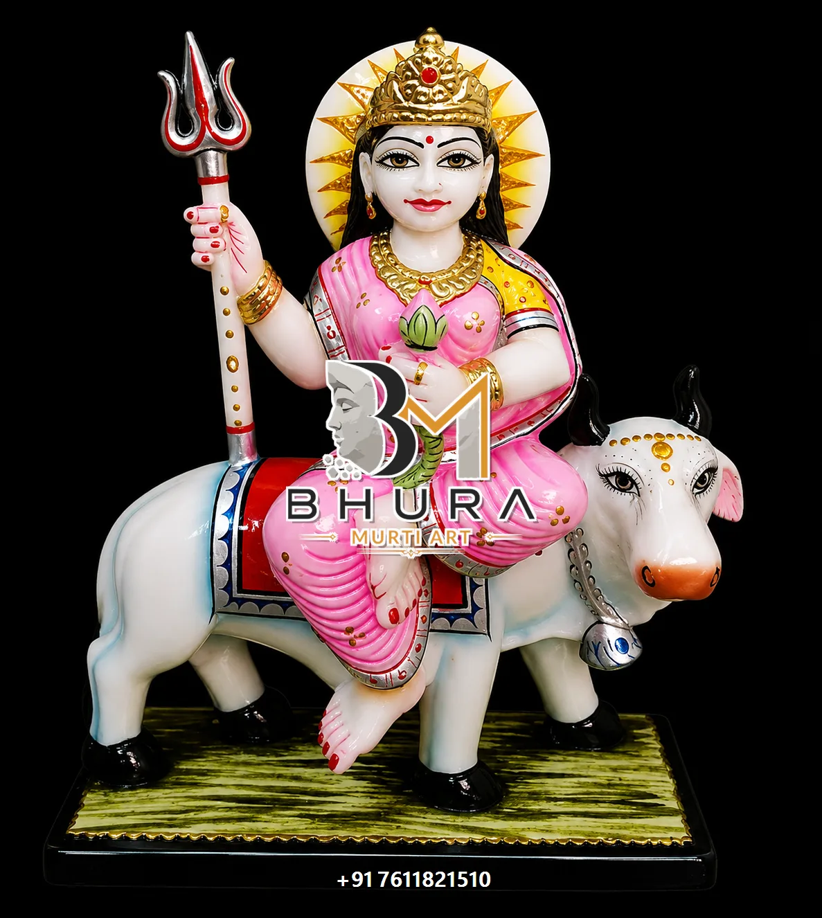 Devotional Nav Durga Marble Idol Collection - handcrafted marble design view 5