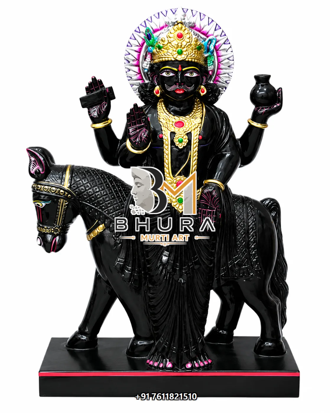 Traditional Navgraha Marble Statue Collection - handcrafted marble design view 5