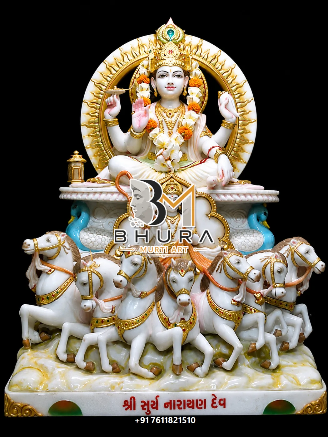 Sacred Navgraha Marble Statue Collection - handcrafted marble design view 2