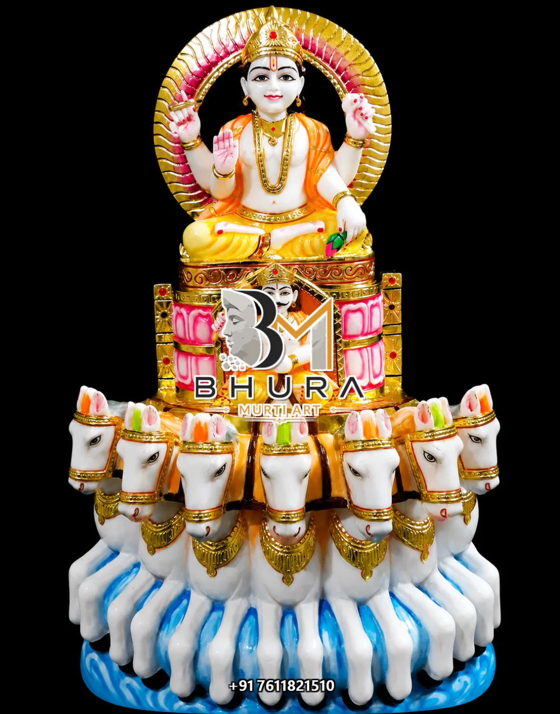 Custom-Made Navgraha Marble Statue Collection - handcrafted marble design view 2
