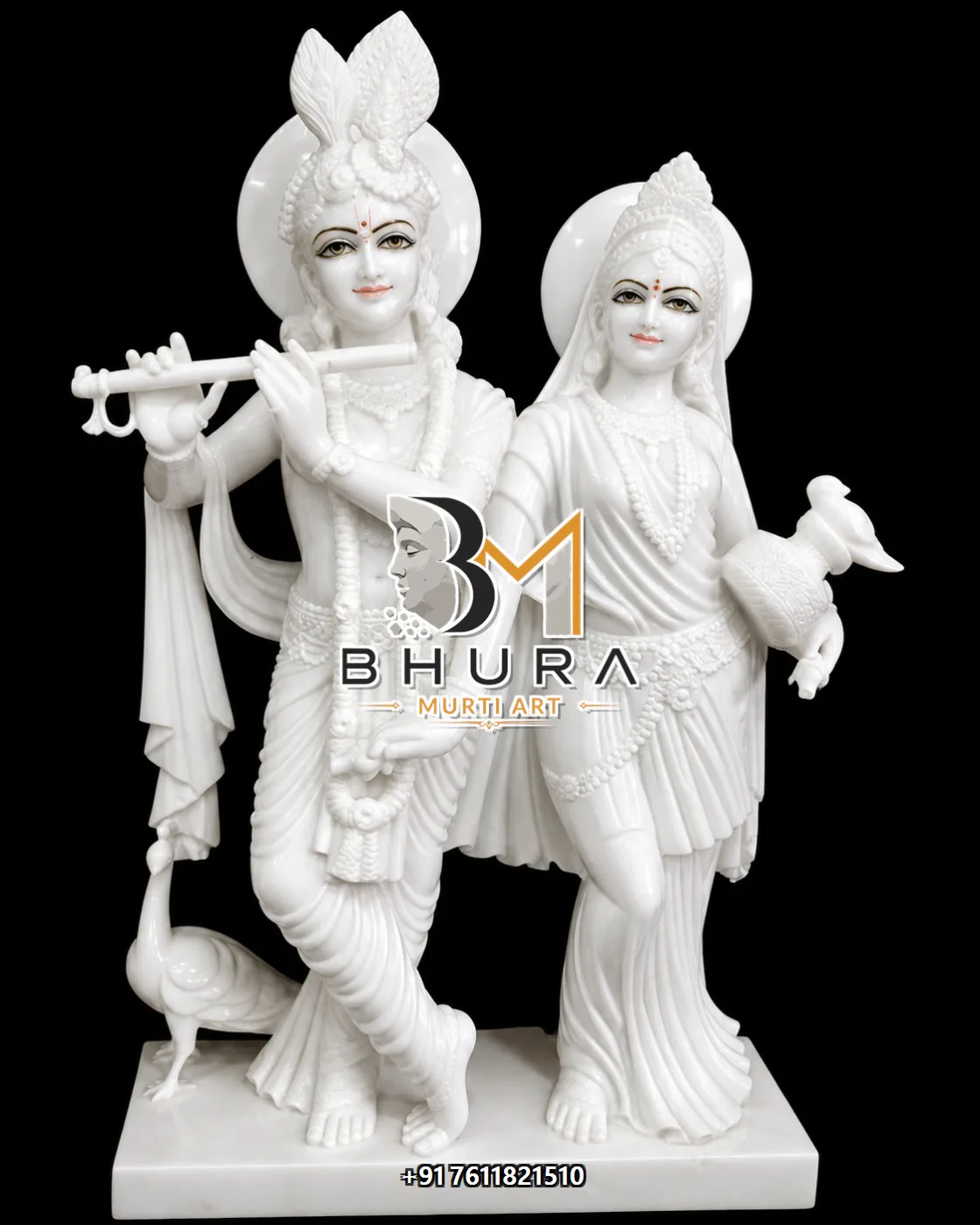 Handcrafted Radha Krishna Marble Statue Collection - handcrafted marble design view 3