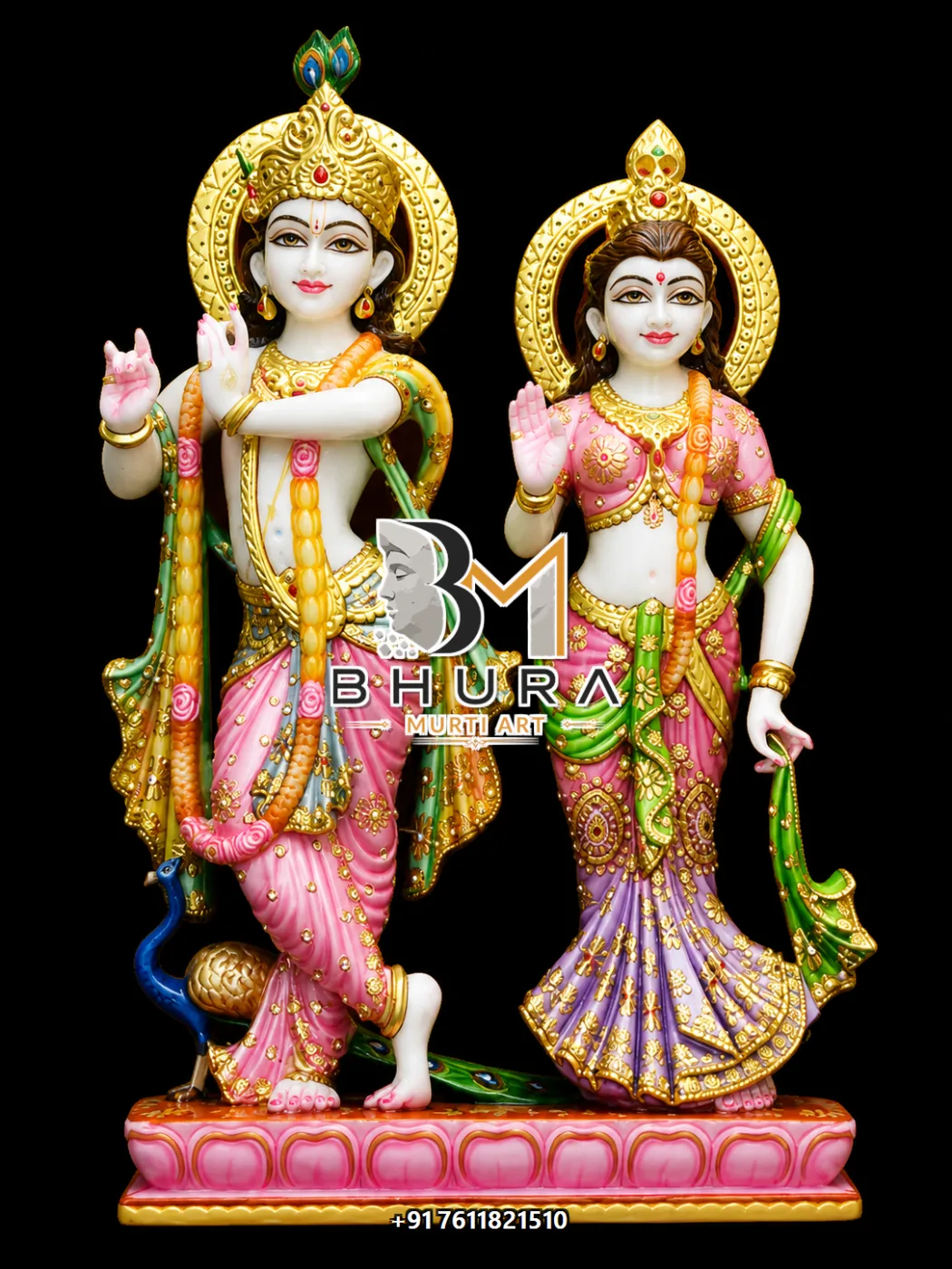 Traditional Radha Krishna Marble Sculpture Collection - handcrafted marble design view 2