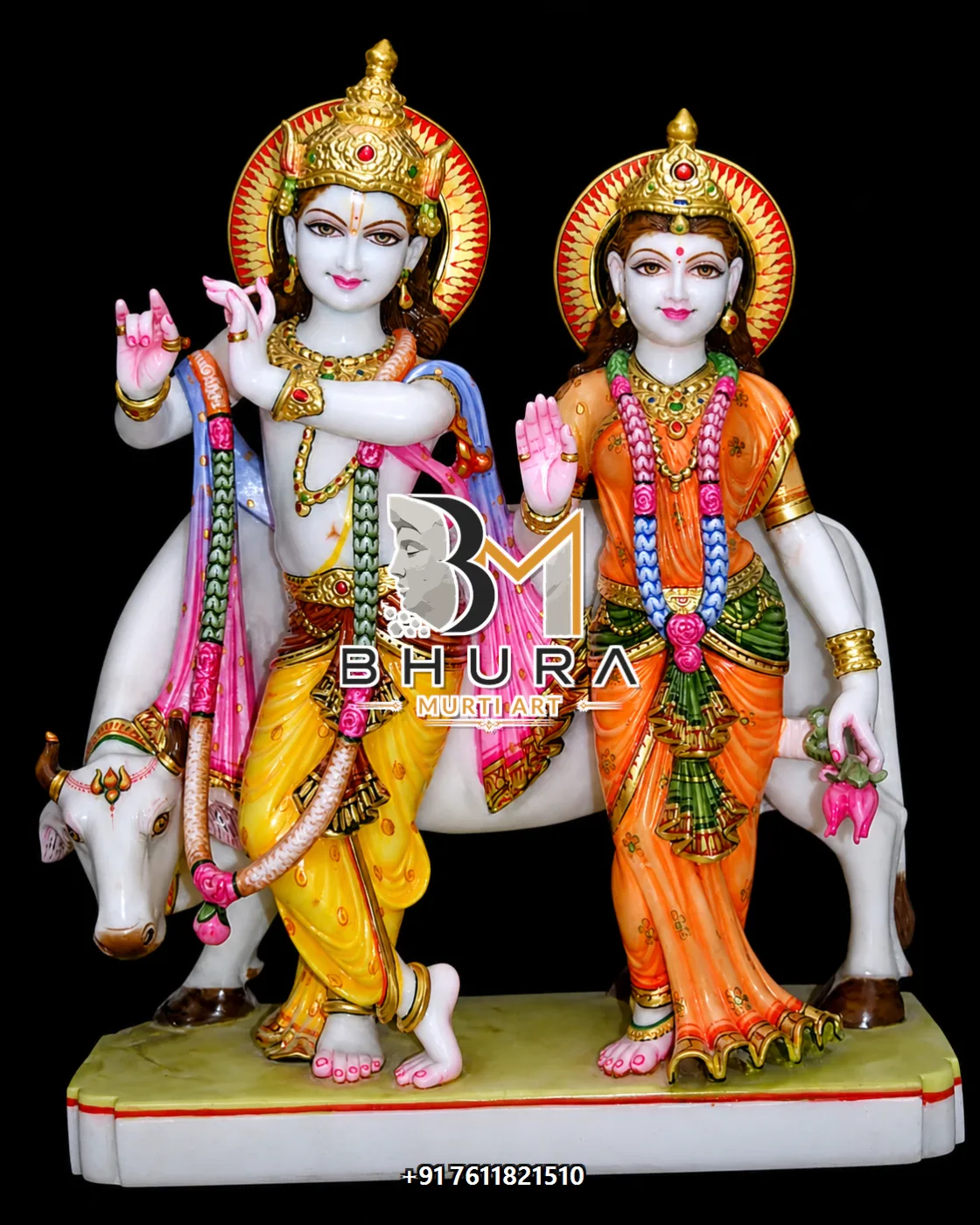 Premium Radha Krishna Statue Design Collection - handcrafted marble design view 3