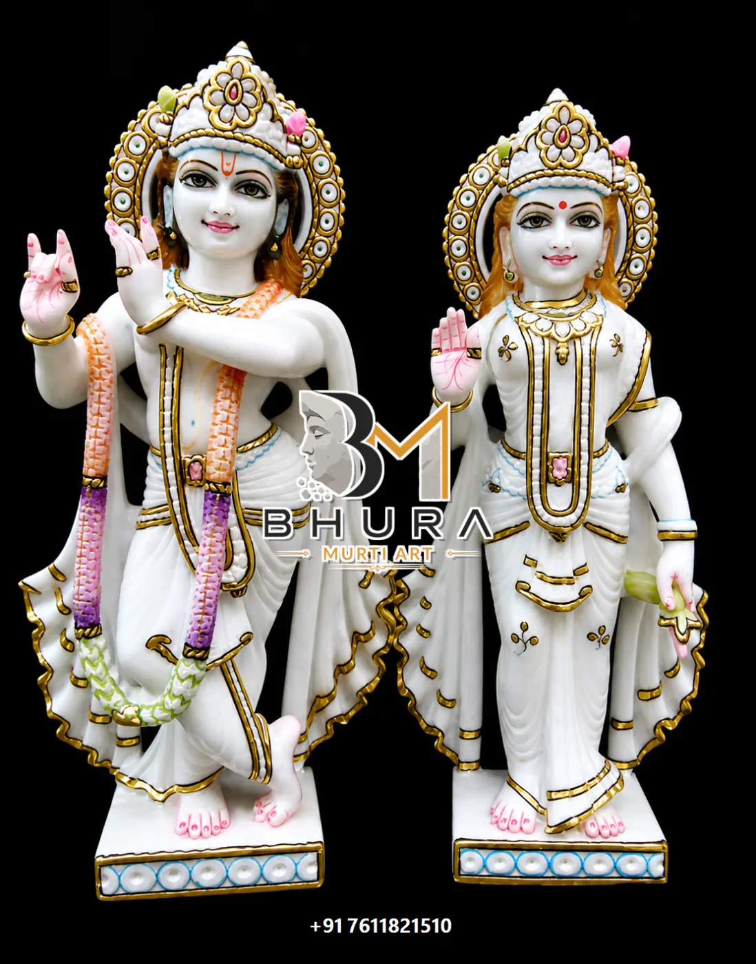Spiritual Radha Krishna Idol Collection - handcrafted marble design view 3