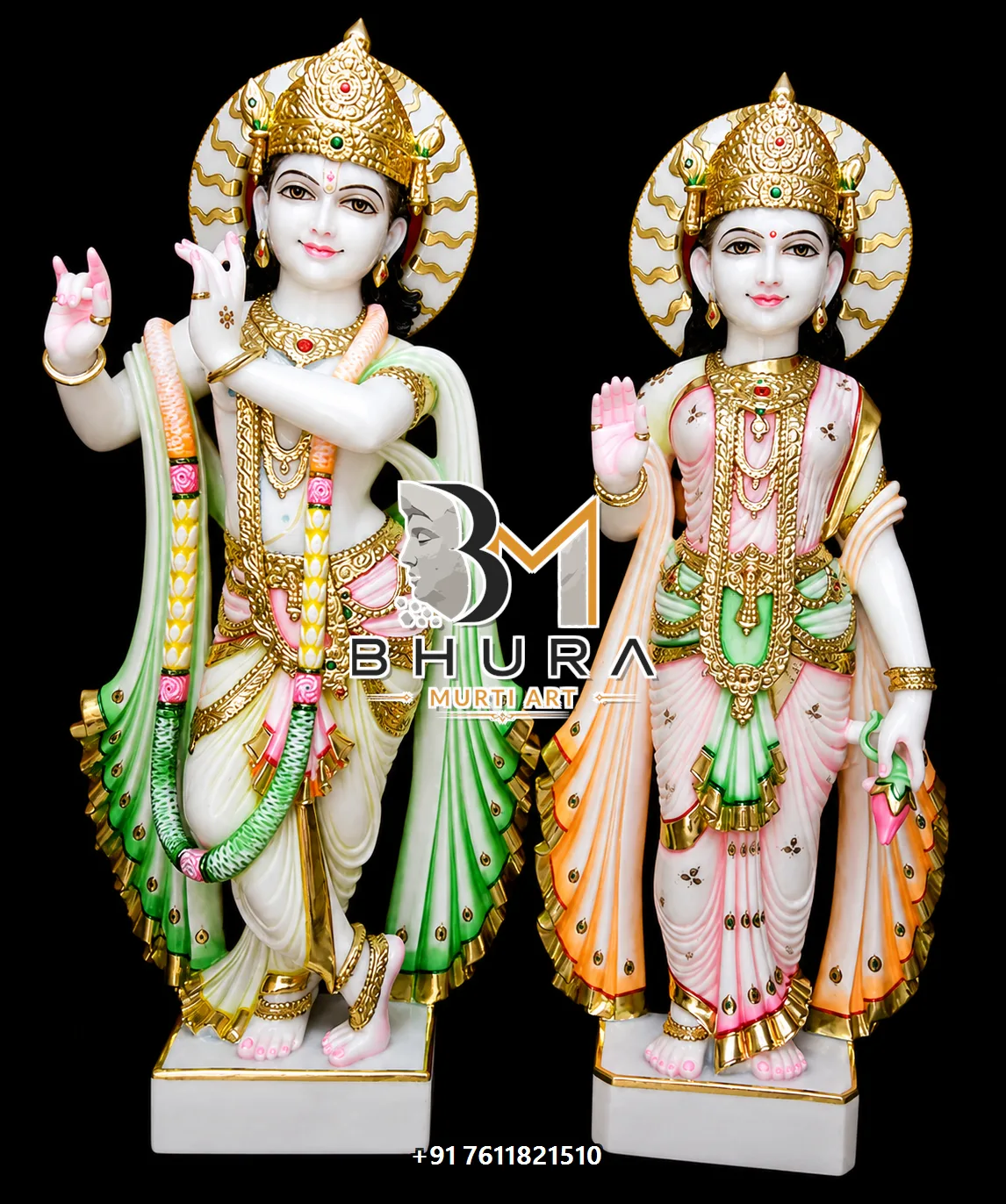 Spiritual Radha Krishna Idol Collection - handcrafted marble design view 4