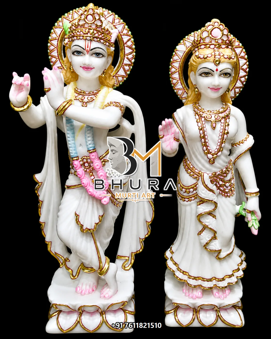 Spiritual Radha Krishna Idol Collection - handcrafted marble design view 5