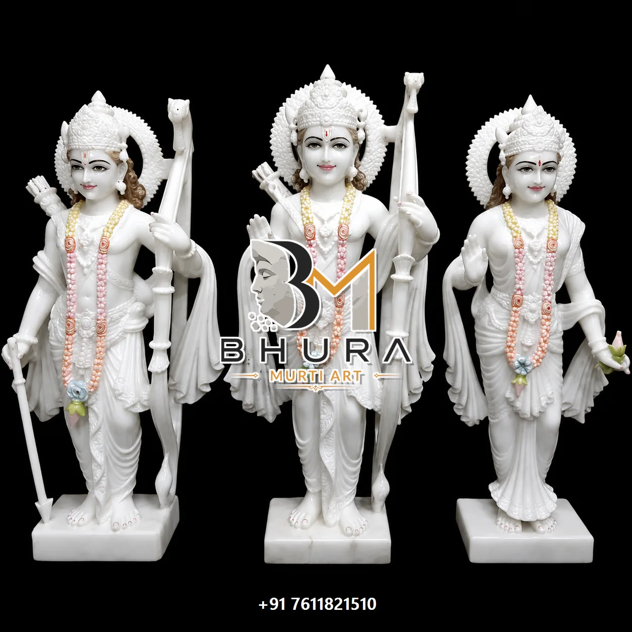 Traditional Ram Darbar Hand-Painted Idol Collection - handcrafted marble design view 2