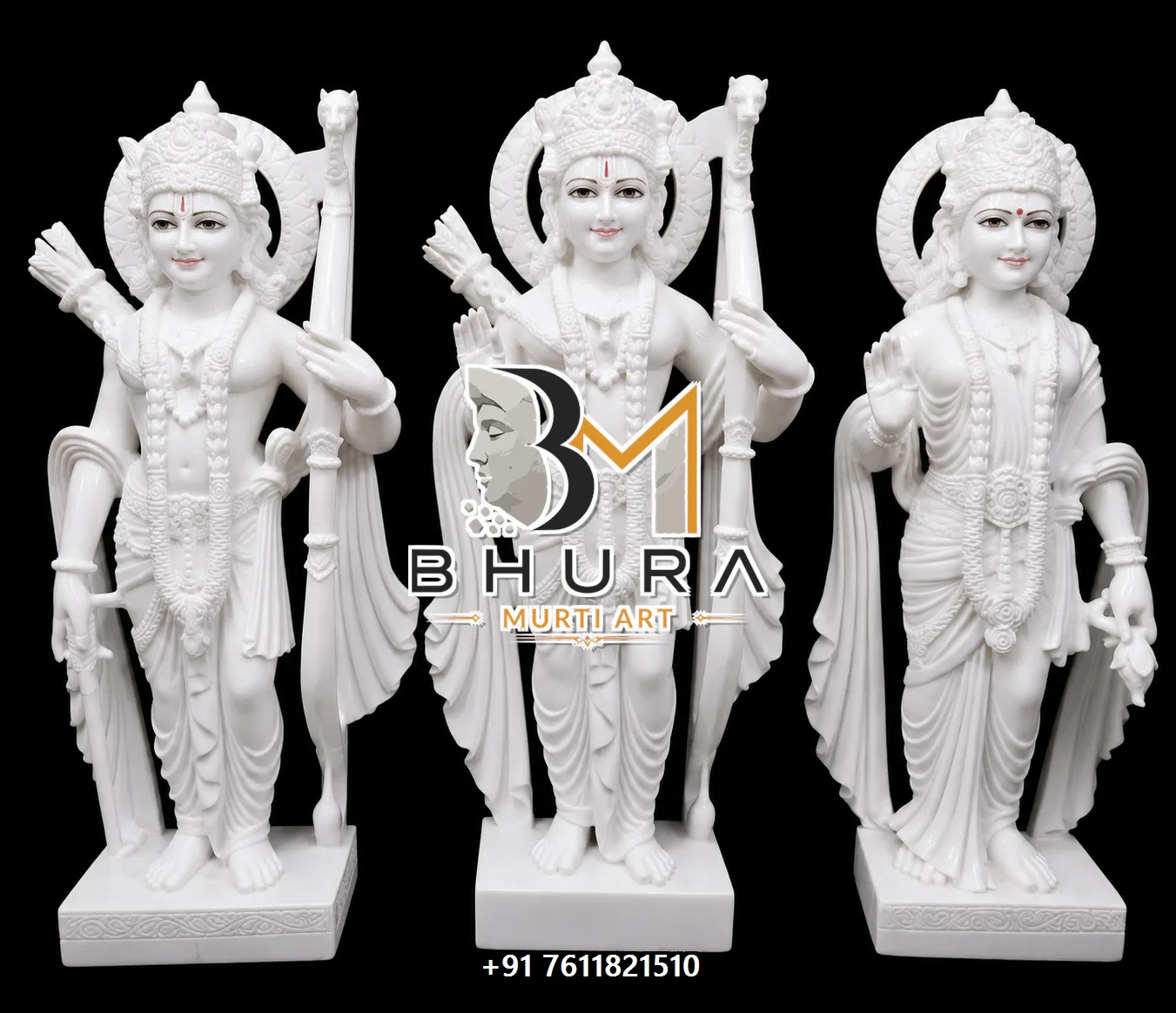 Traditional Ram Darbar Hand-Painted Idol Collection - handcrafted marble design view 3