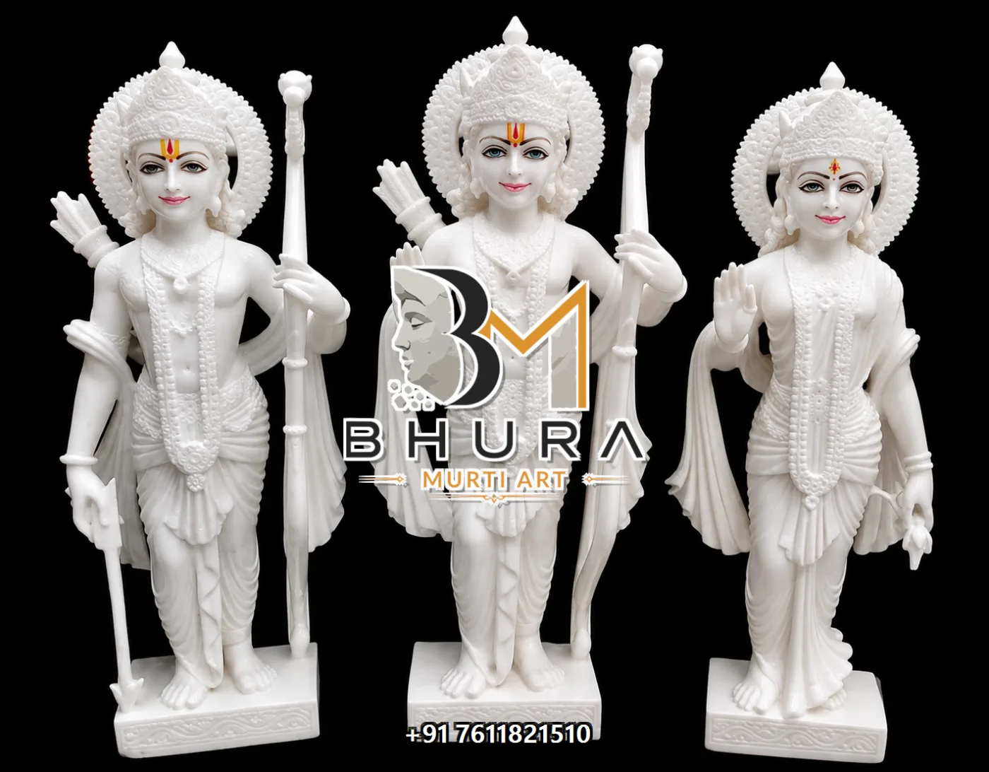 Divine Ram Parivar Marble Statue Collection - handcrafted marble design view 2