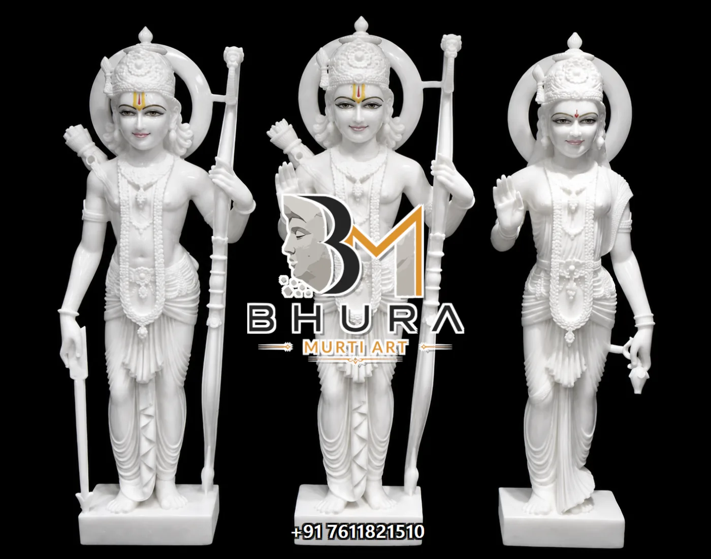 Divine Ram Parivar Marble Statue Collection - handcrafted marble design view 3
