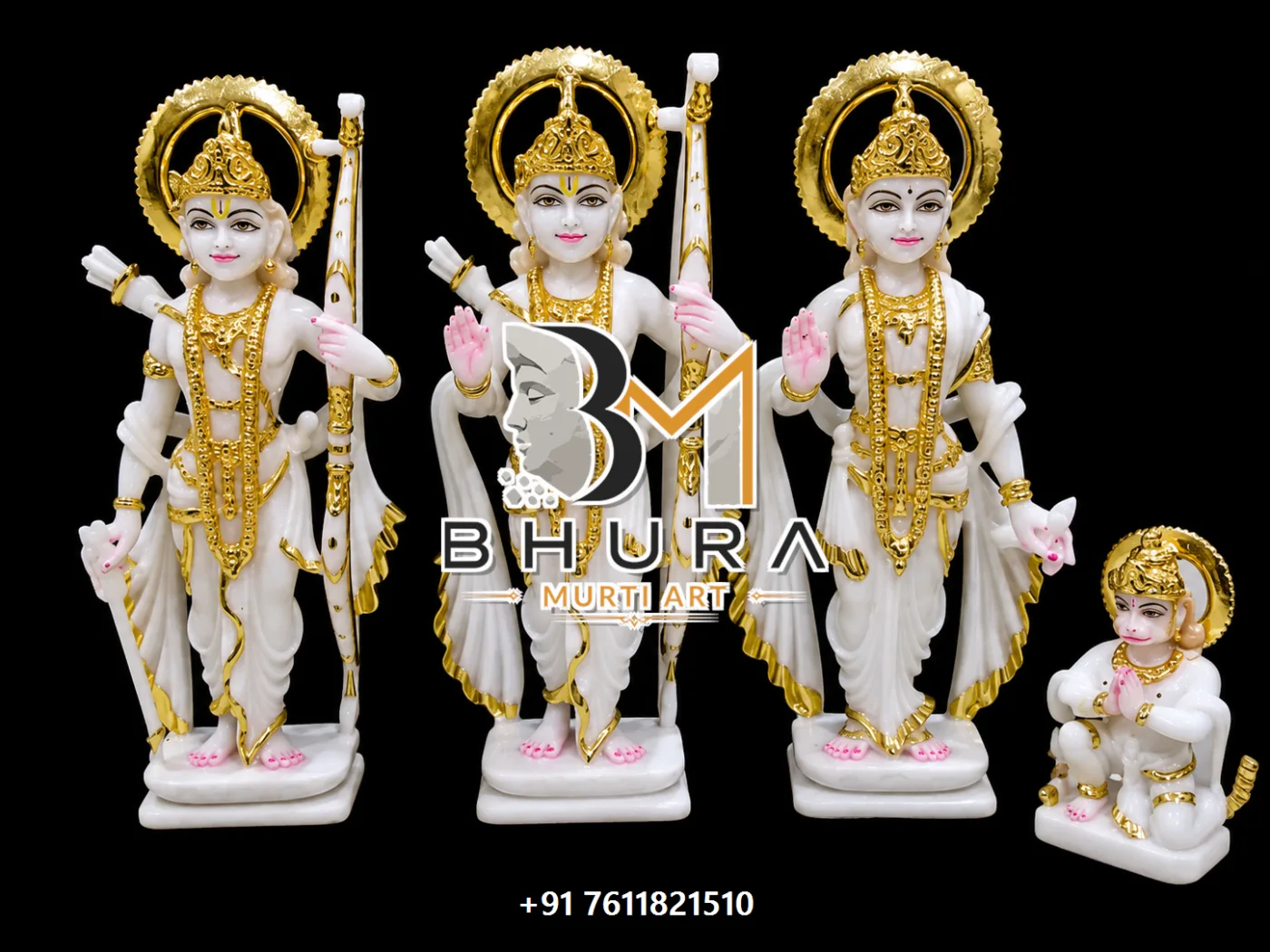 Ram Sita Laxman Hanuman Marble Idol Collection - handcrafted marble design view 2