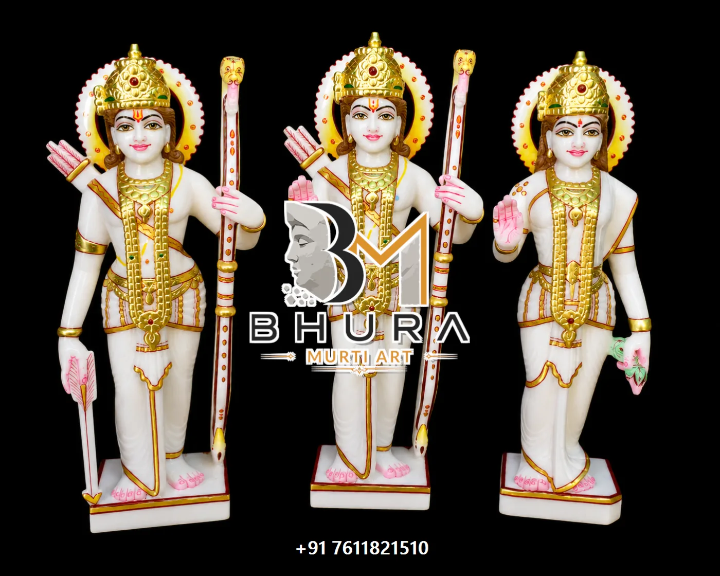 Hand-Carved Ram Parivar Sculpture Collection - handcrafted marble design view 5