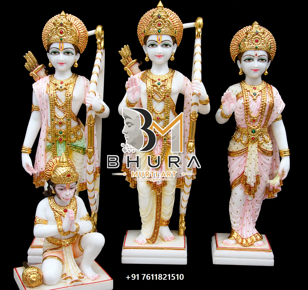 Devotional Shri Ram Darbar Idol Collection - handcrafted marble design view 4