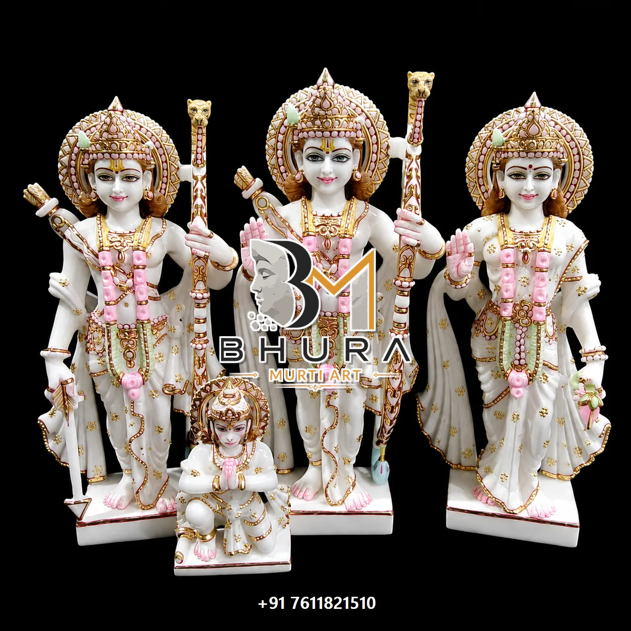 Elegant Ram Darbar Marble Murti Collection - handcrafted marble design view 2