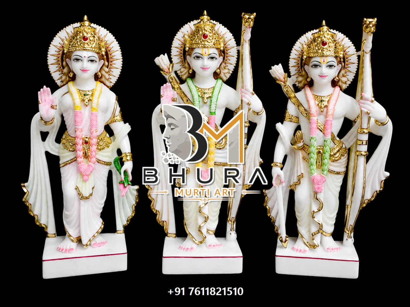 Elegant Ram Darbar Marble Murti Collection - handcrafted marble design view 3