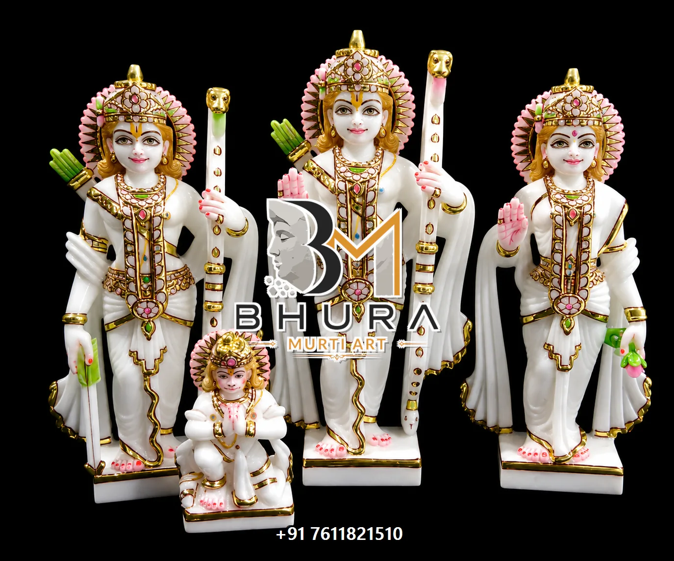 Elegant Ram Darbar Marble Murti Collection - handcrafted marble design view 4