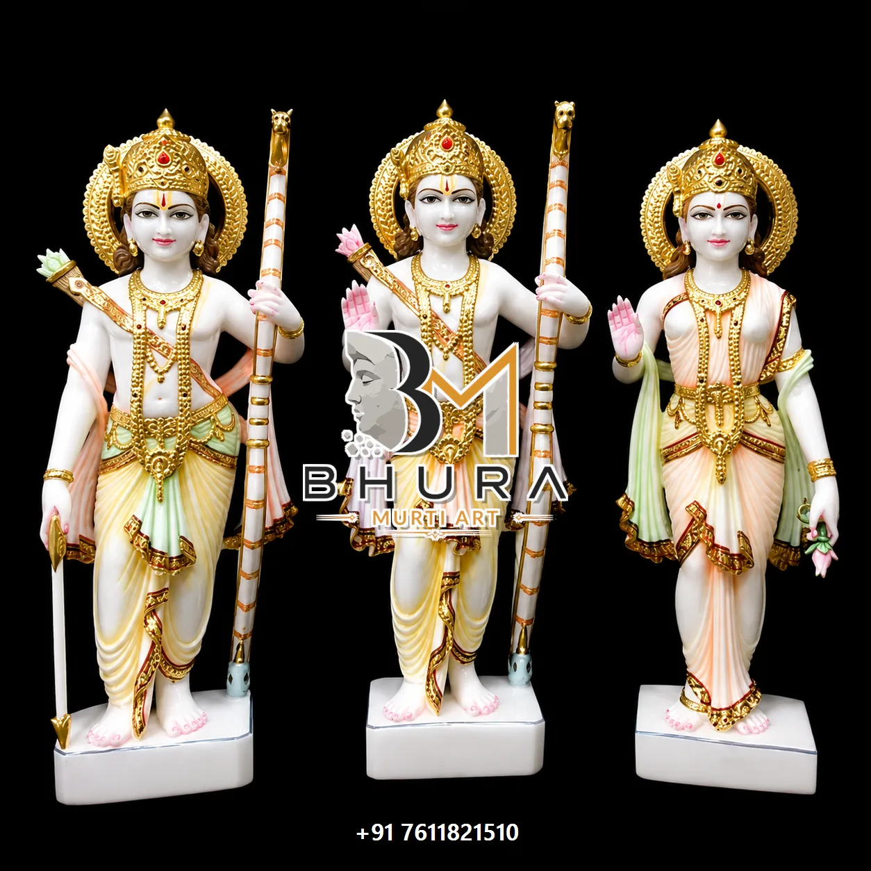 Traditional Ram Parivar Statue Collection - handcrafted marble design view 3