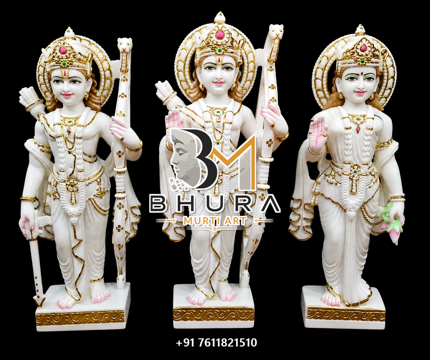 Traditional Ram Parivar Statue Collection - handcrafted marble design view 4