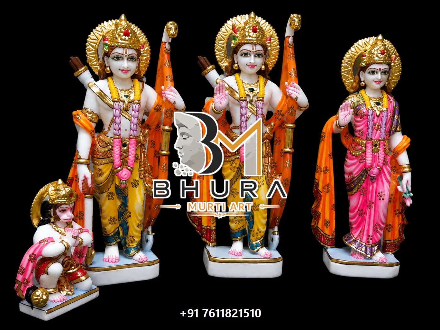 Spiritual Ram Darbar Marble Murti Collection - handcrafted marble design view 4