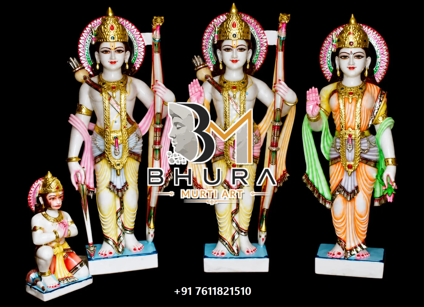 Artistic Shri Ram Parivar Statue Collection - handcrafted marble design view 3