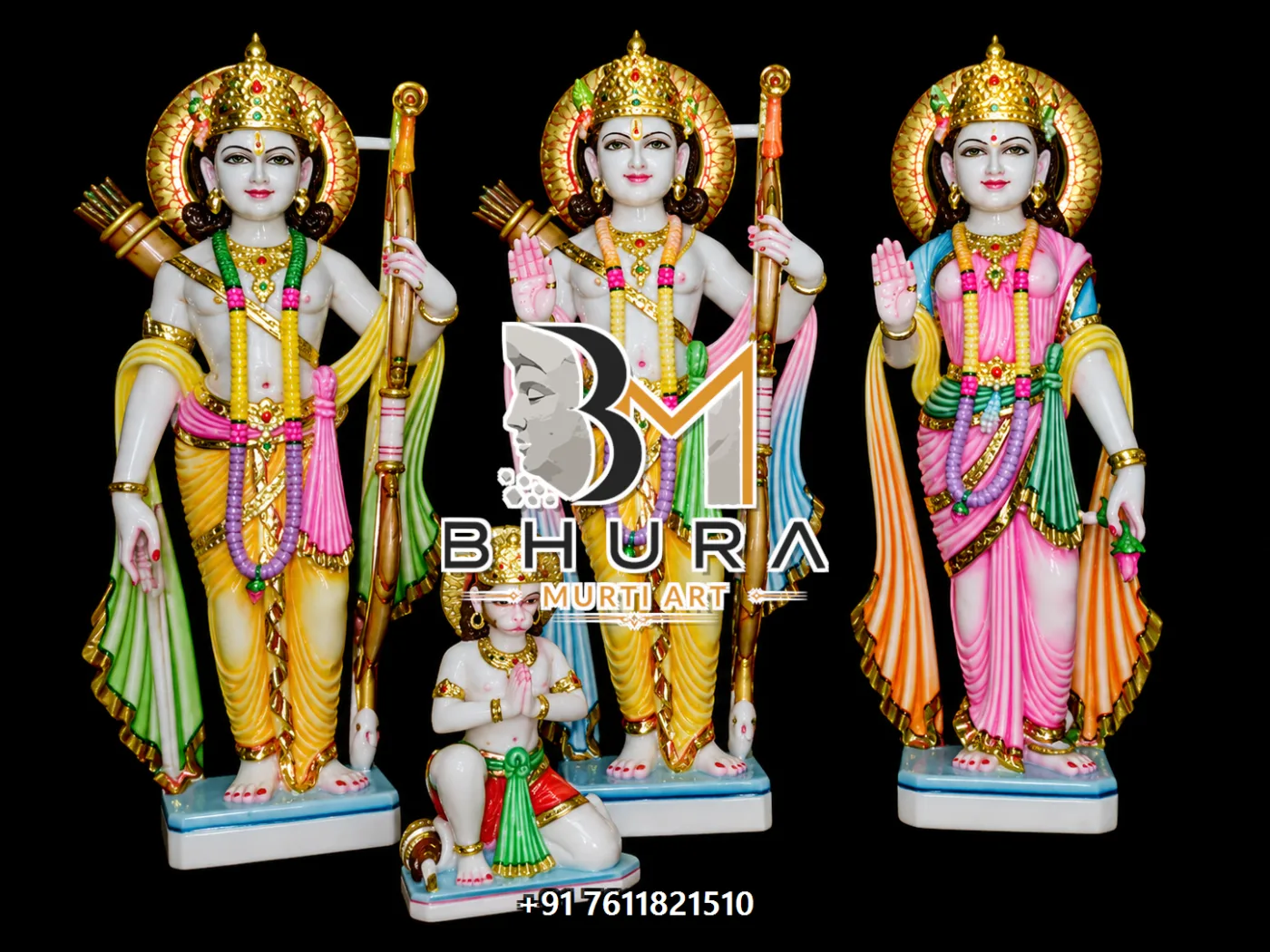 Decorative Shri Ram Darbar Marble Statue Collection - handcrafted marble design view 3