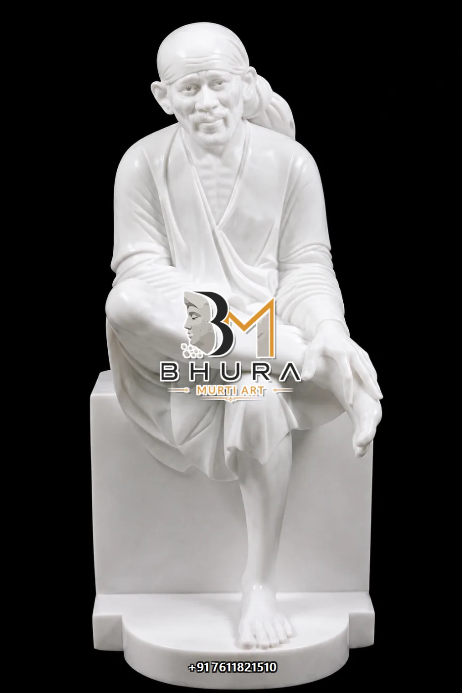 Sai Baba Dwarkamai Murti Collection - handcrafted marble design view 4