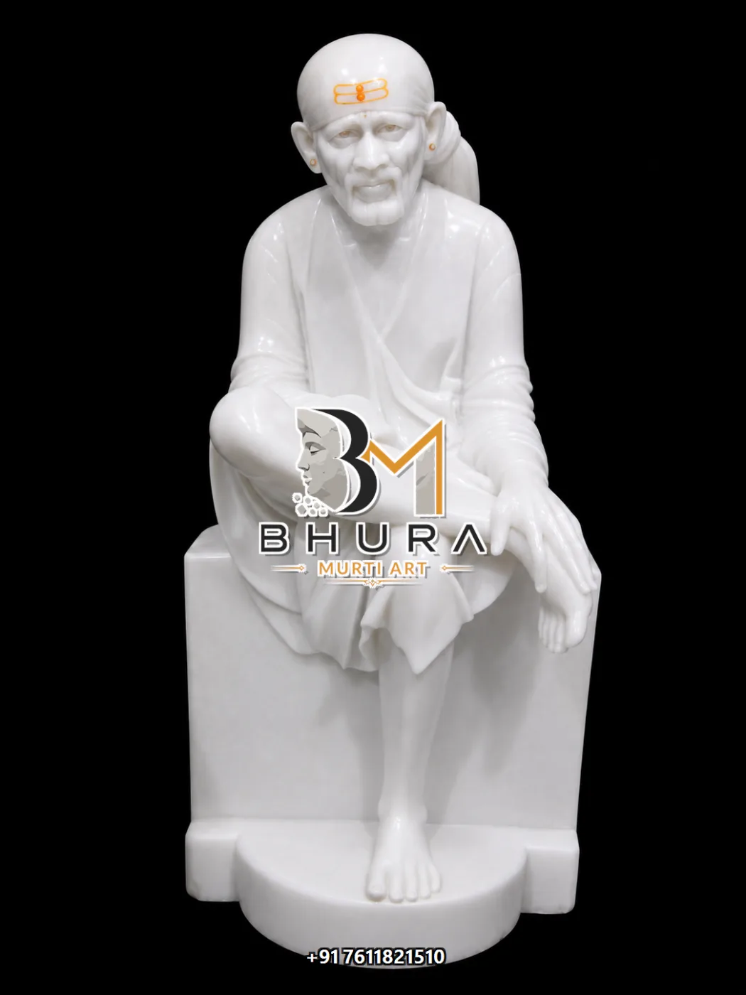 Elegant Sai Baba Marble Sculpture Collection - handcrafted marble design view 2