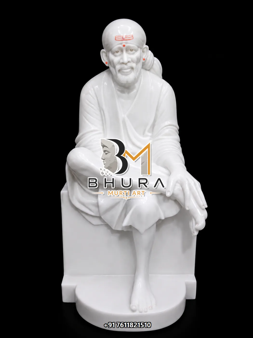 Elegant Sai Baba Marble Sculpture Collection - handcrafted marble design view 4