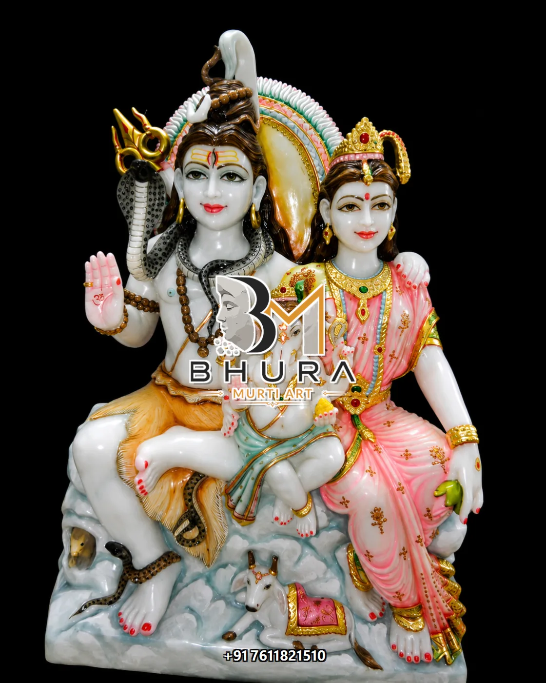Handcrafted Shiv Parvati Marble Statue Collection - handcrafted marble design view 3