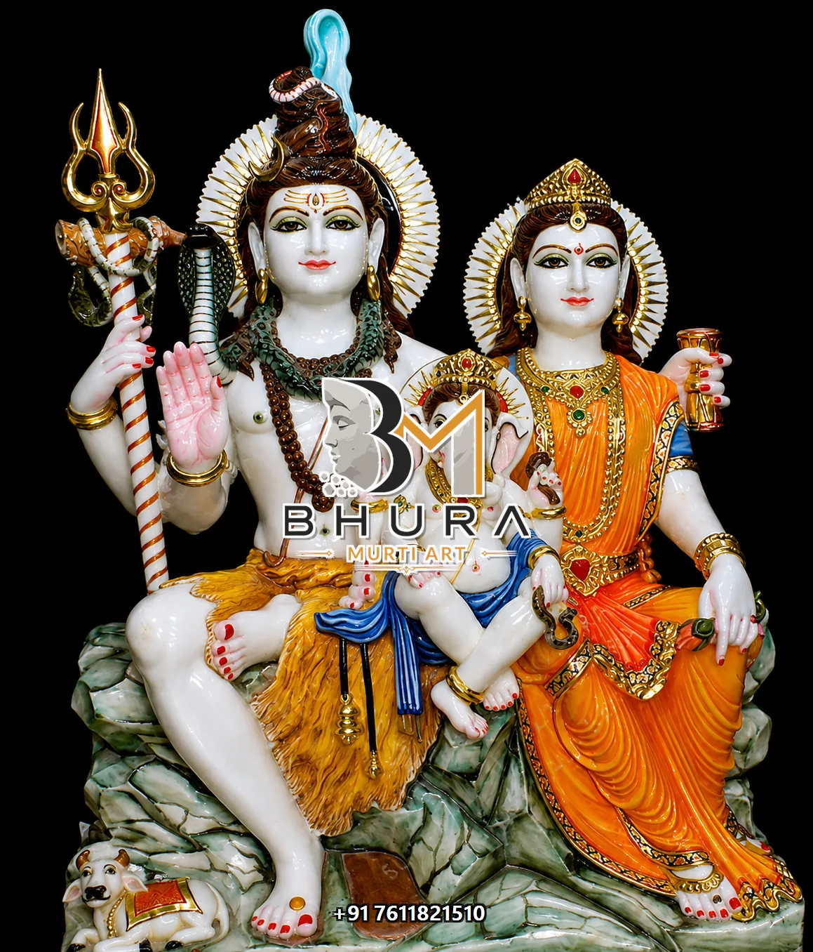 Uma Maheshwar Shiv Parvati Marble Statue Collection - handcrafted marble design view 2