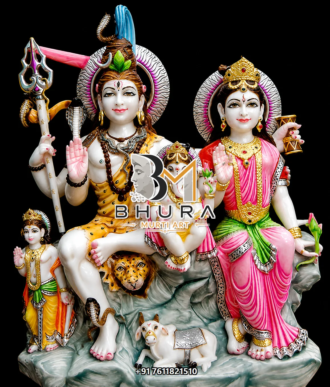 Uma Maheshwar Shiv Parvati Marble Statue Collection - handcrafted marble design view 3