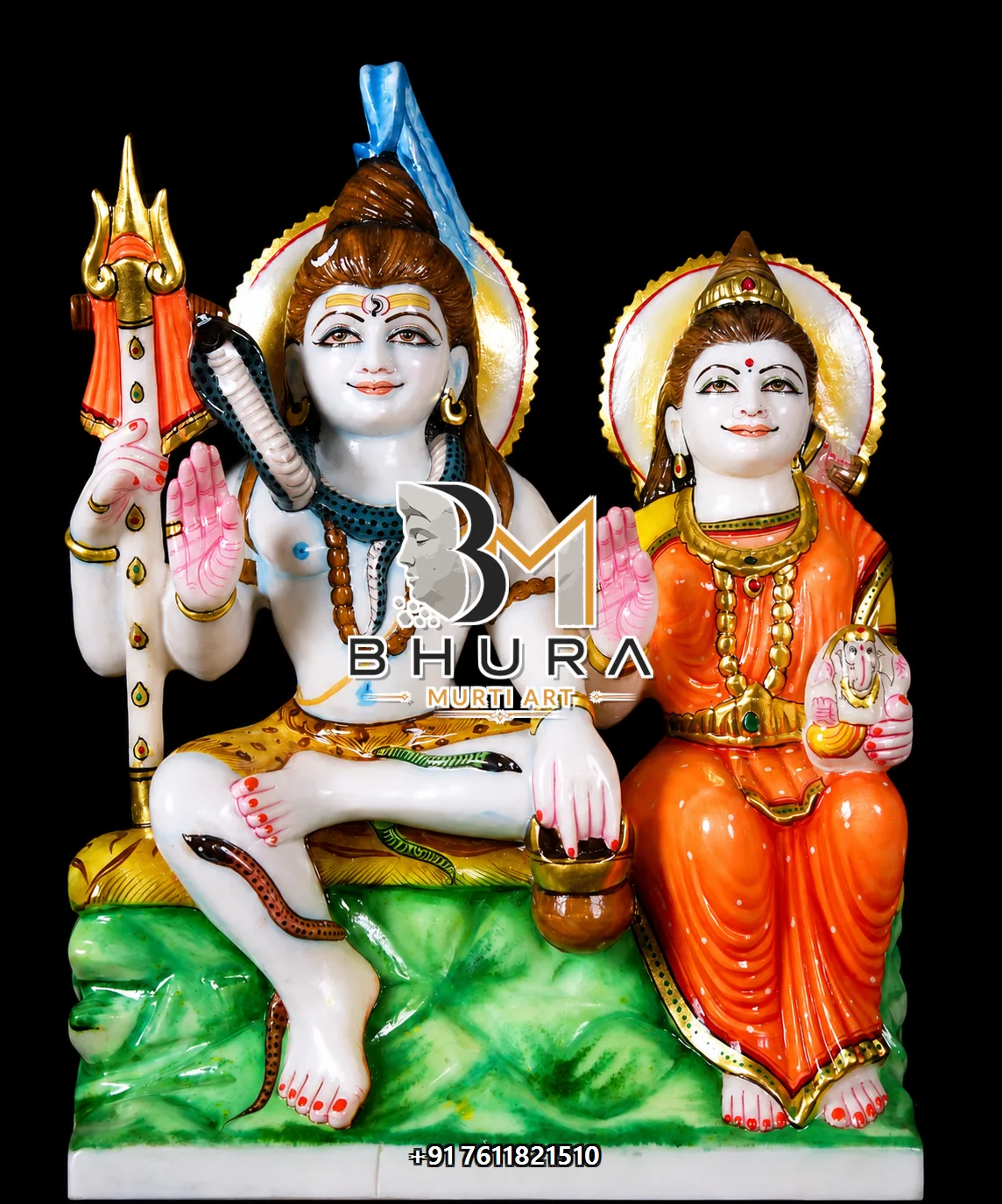 Uma Maheshwar Shiv Parvati Marble Statue Collection - handcrafted marble design view 4