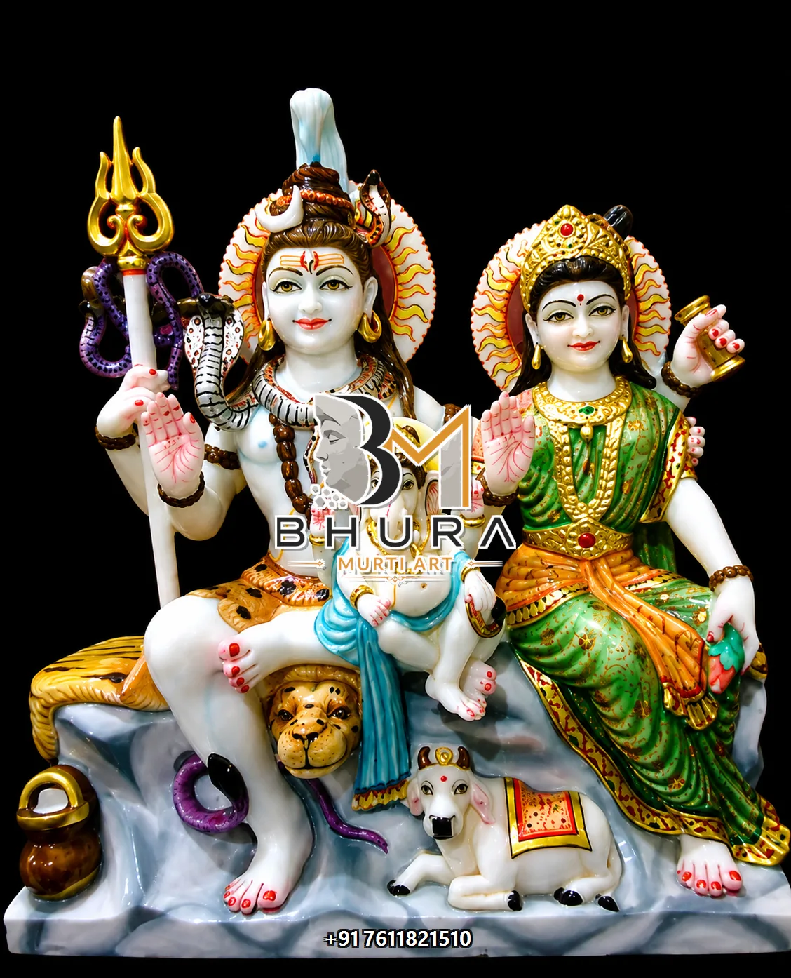 Uma Maheshwar Shiv Parvati Marble Statue Collection - handcrafted marble design view 5
