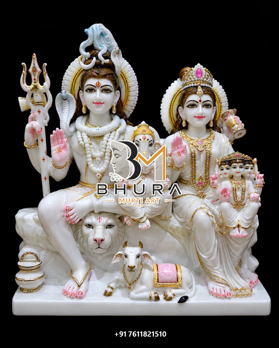 Premium Shiv Parvati Marble Statue Collection - handcrafted marble design view 2