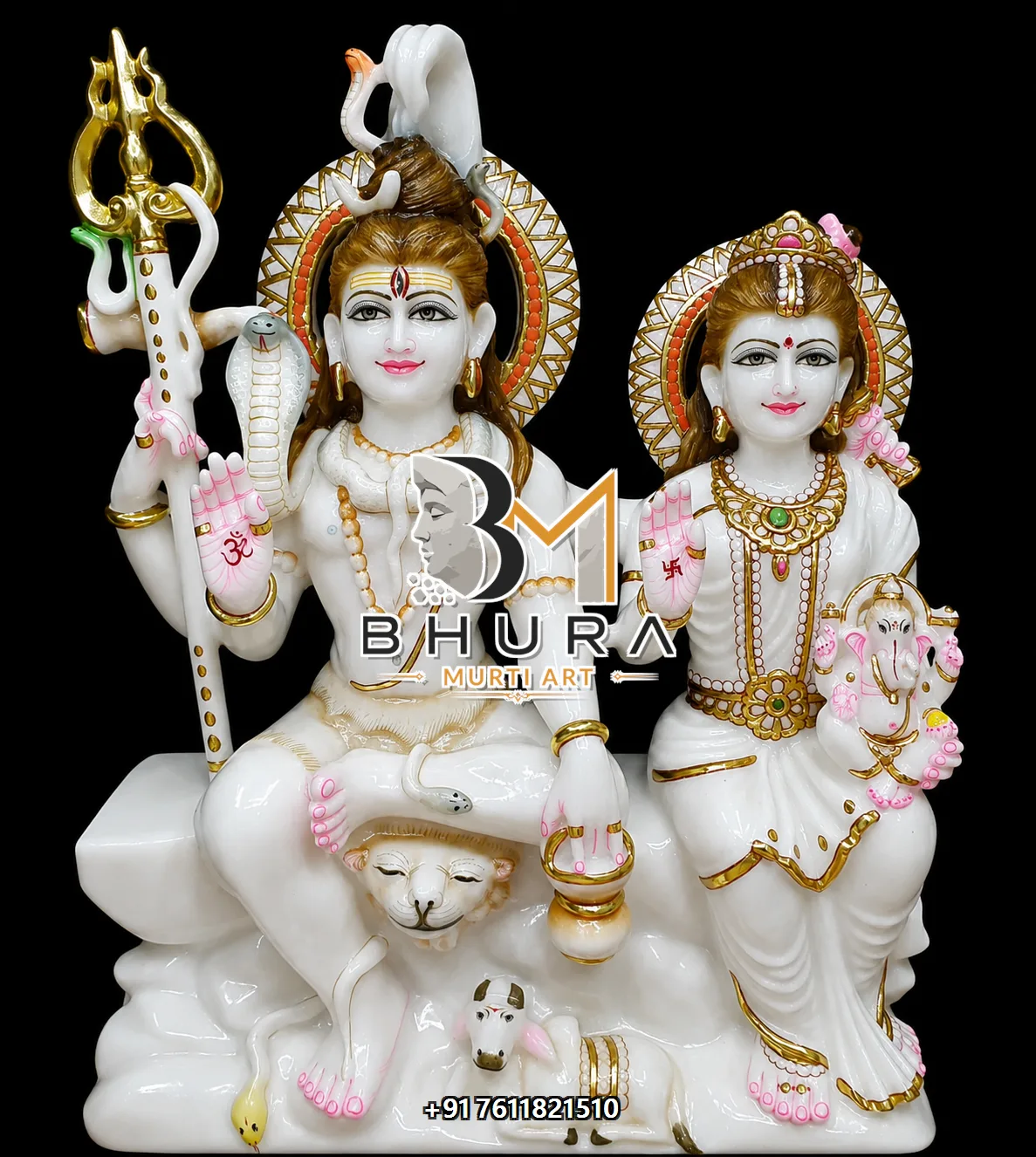 Hand-Carved Shiv Parvati Marble Statue Collection - handcrafted marble design view 5