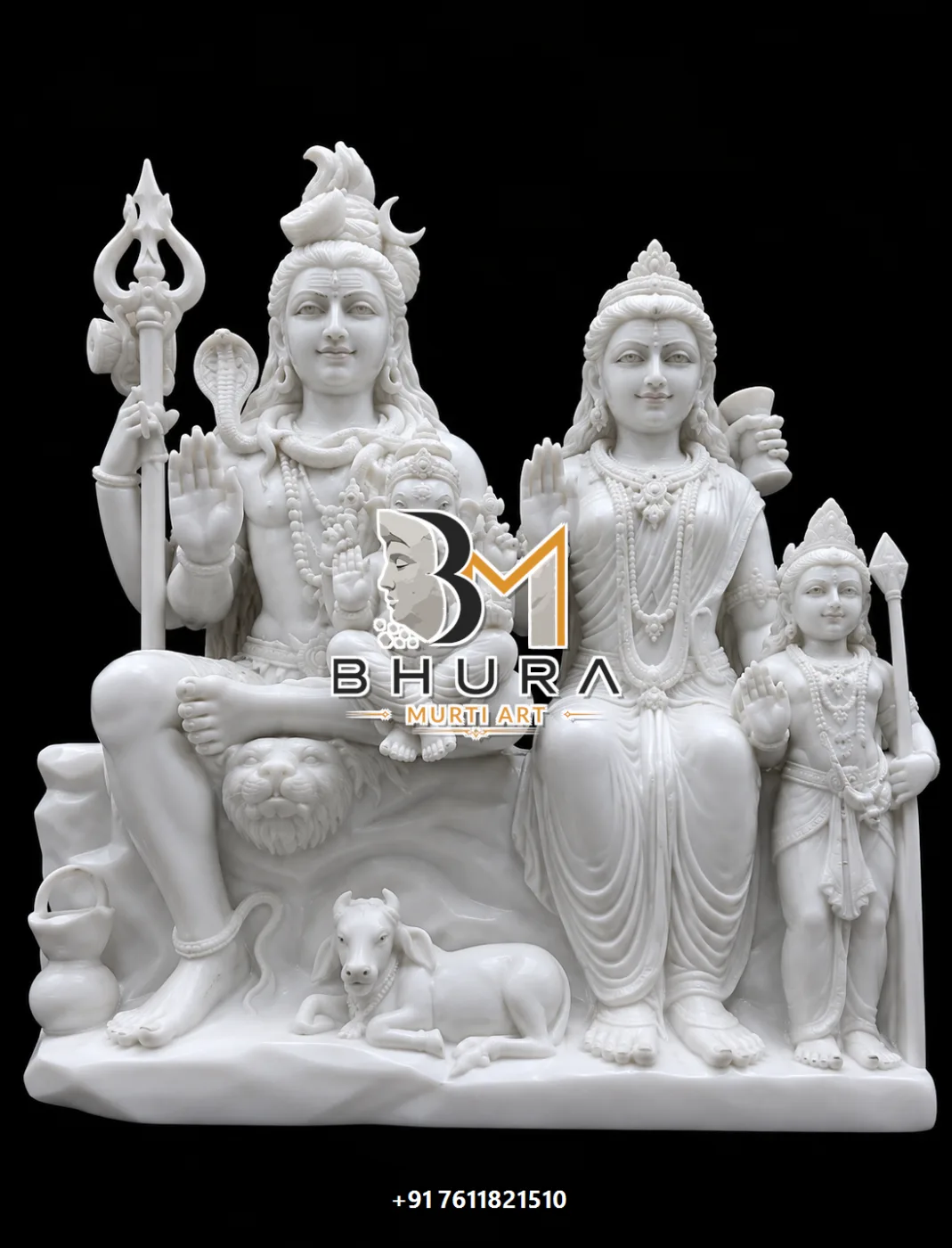 Designer Shiv Parvati Marble Statue Collection - handcrafted marble design view 2