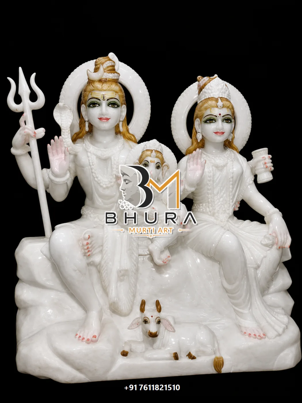 Designer Shiv Parvati Marble Statue Collection - handcrafted marble design view 4