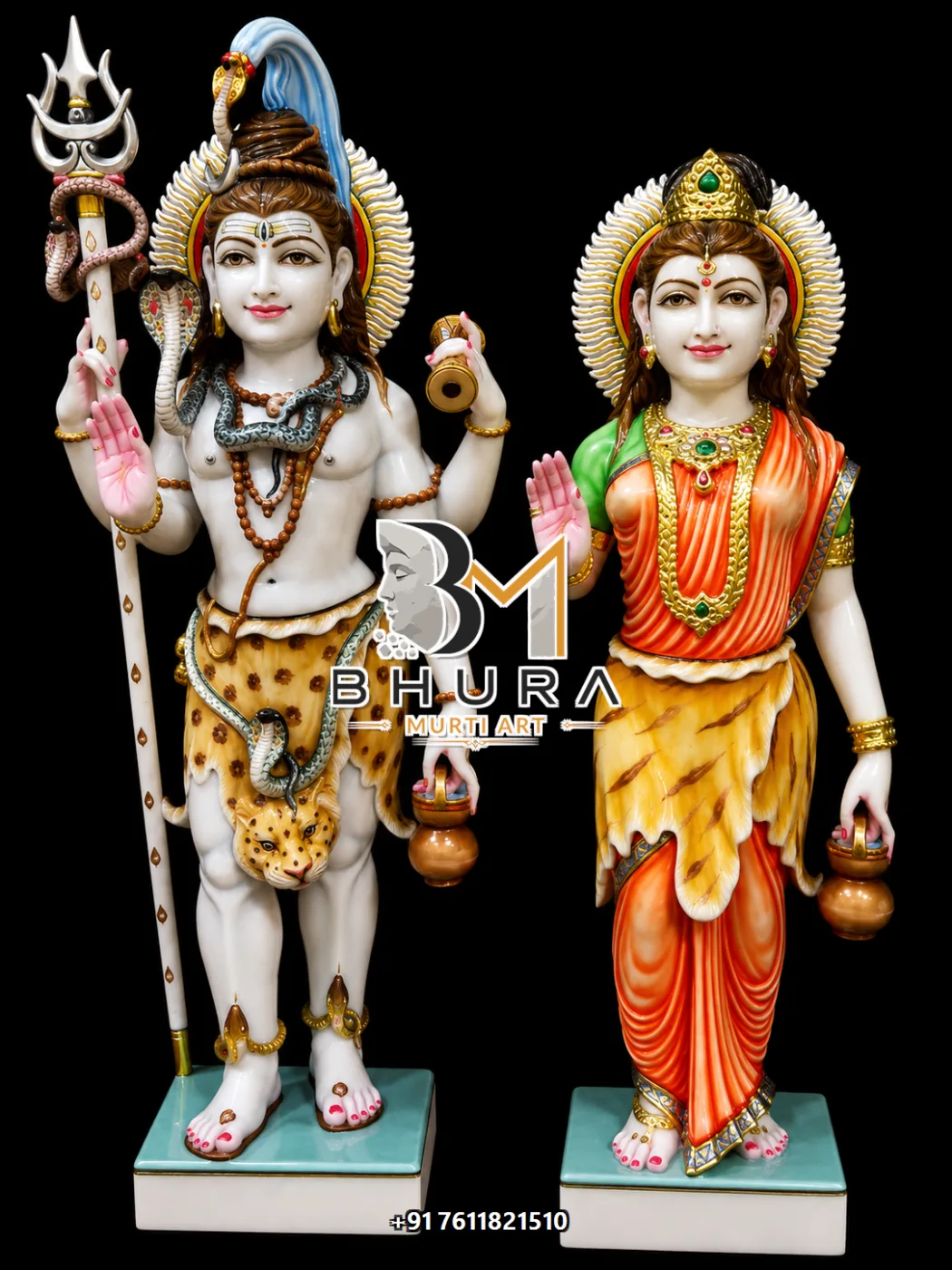 Decorative Shiv Parvati Marble Statue Collection - handcrafted marble design view 2