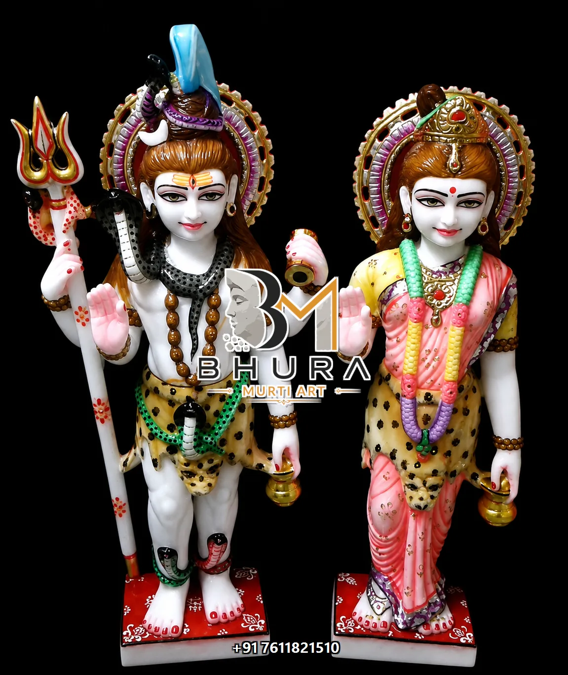Decorative Shiv Parvati Marble Statue Collection - handcrafted marble design view 3