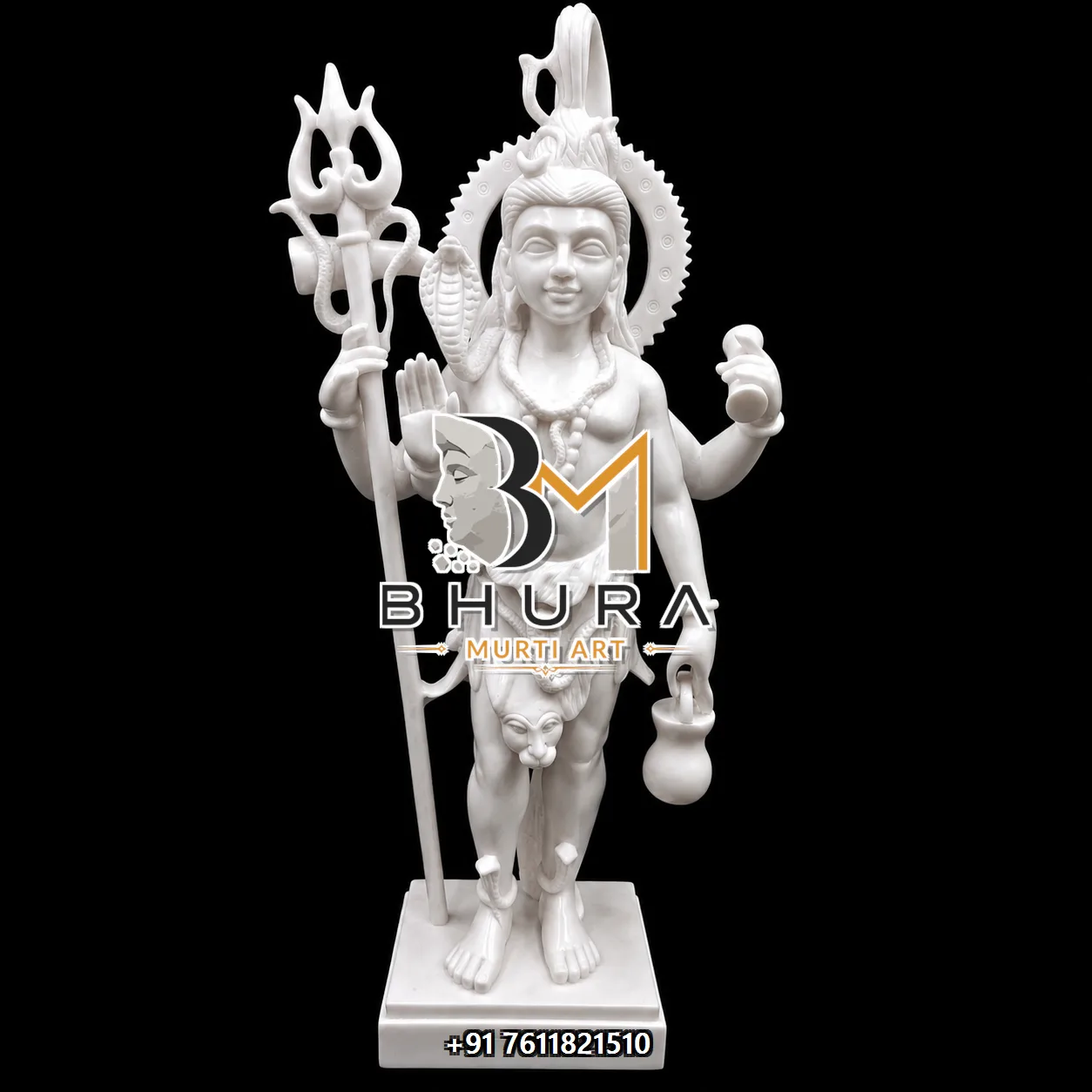Traditional Shiv Shankar Marble Statue Collection - handcrafted marble design view 2