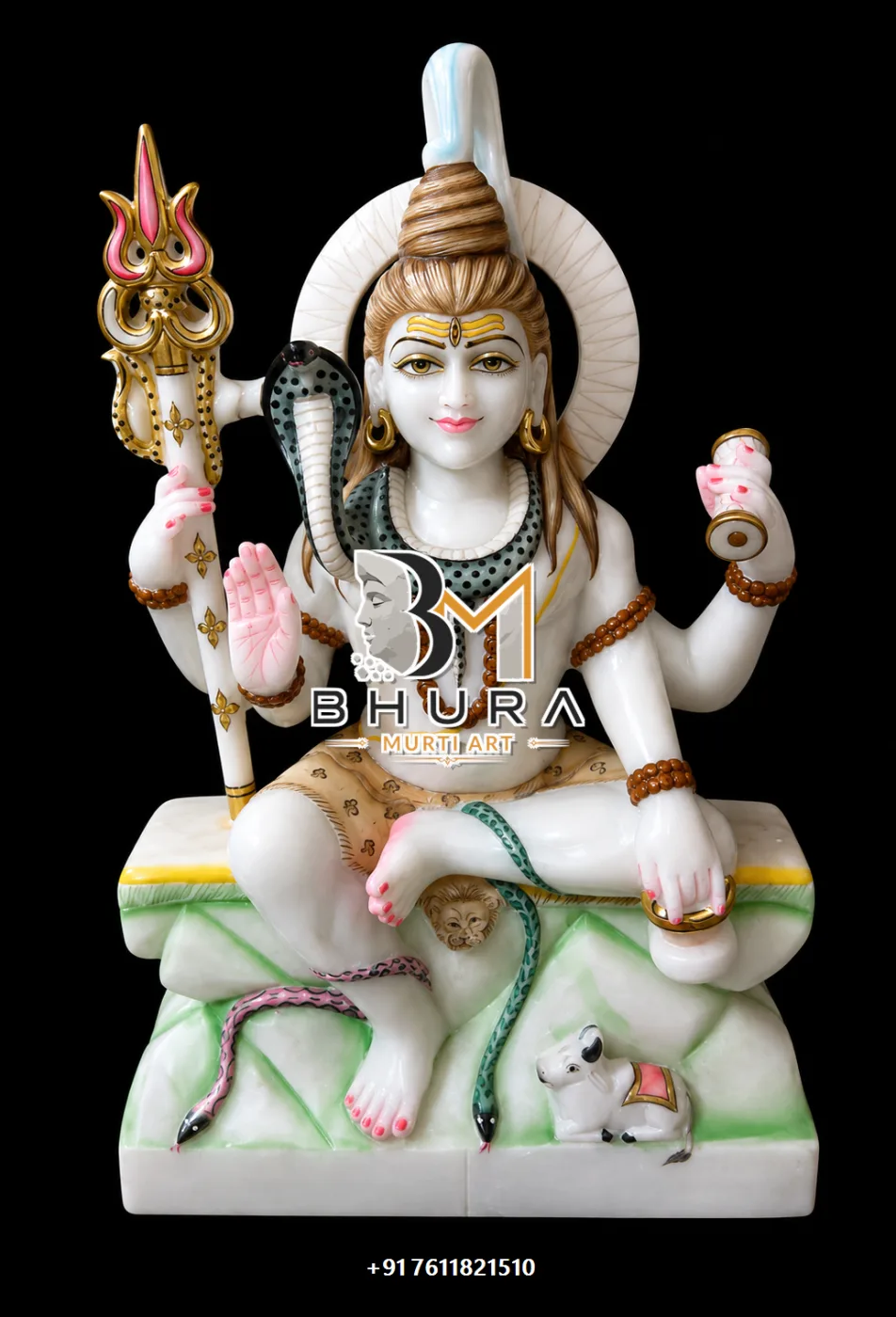 Mahadev Meditation Shiv Shankar Marble Statue Collection - handcrafted marble design view 2