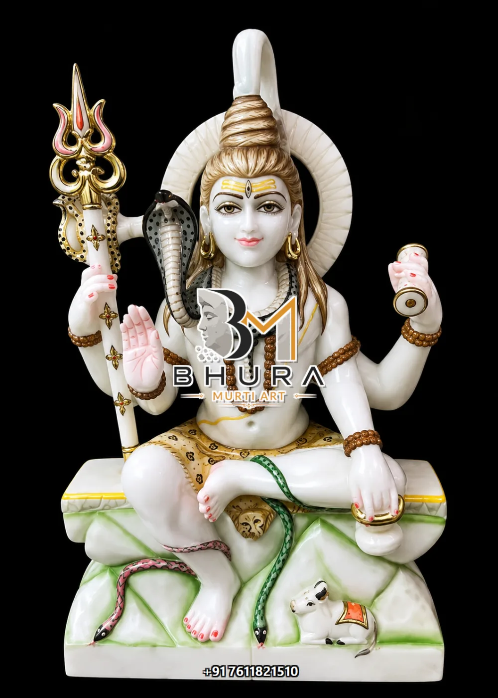 Mahadev Meditation Shiv Shankar Marble Statue Collection - handcrafted marble design view 3